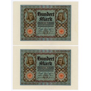 Germany - Weimar Republic 2 x 100 Mark 1920 With Consecutive Numbers