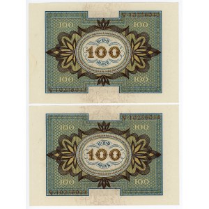 Germany - Weimar Republic 2 x 100 Mark 1920 With Consecutive Numbers