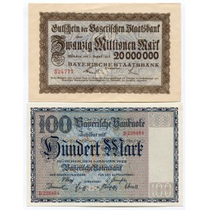 Germany - Weimar Republic Lot of 4 Banknotes 1922 - 1923