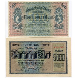 Germany - Weimar Republic Lot of 4 Banknotes 1922 - 1923