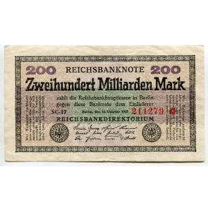Germany - Weimar Republic 200 Milliarden Mark 1923