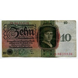 Germany - Weimar Republic 10 Reichsmark 1924
