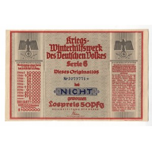 Germany - Third Reich 50 Pfennig 1939 WHW Lottery Ticket