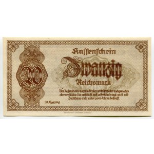Germany - Third Reich Sudetenland & Lower Silesia 20 Reichsmark 1945