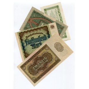 Germany - Third Reich Lot of 4 Banknotes 1920 - 1948