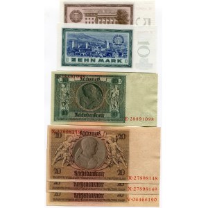 Germany - Third Reich Lot of 6 Banknotes 1929 - 1964