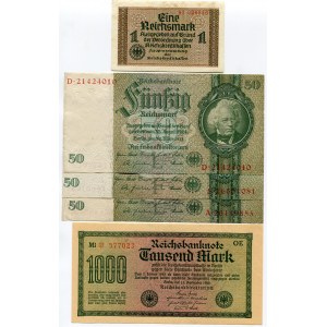 Germany - Third Reich Lot of 8 Banknotes 1910 - 1945