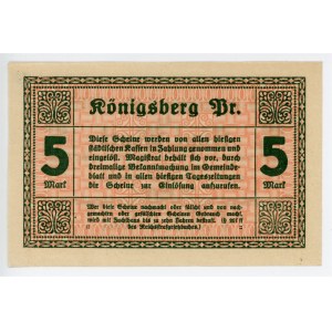 Germany - Empire East Prussia Konigsberg 5 Mark 1918