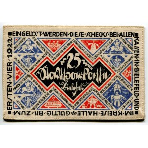 Germany - Weimar Republic Westphalia, Bielefeld 25 Mark 1921 Stoffgeld