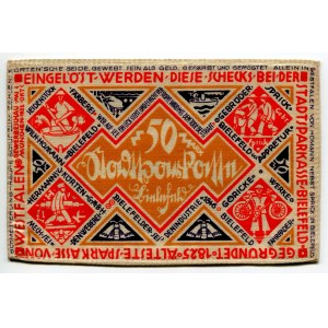 Germany - Weimar Republic Westphalia, Bielefeld 50 Mark 1922 Stoffgeld