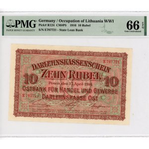 Germany - Empire 10 Rubel 1916 PMG 66 Occupation of Lithuania
