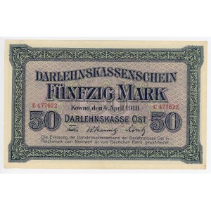 Germany - Empire Darlehnskasse Ost, Kowno 50 Mark 1918