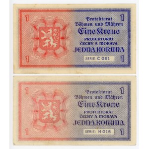Bohemia & Moravia 2 x 1 Koruna 1940