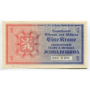 Bohemia & Moravia 1 Koruna 1940 (ND) Specimen