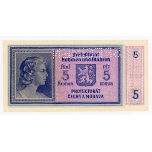 Bohemia & Moravia 5 Korun 1940 (ND) Specimen