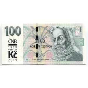 Czech Republic 100 Korun 2019 100 Years of Czechoslovak Currency