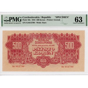Czechoslovakia 500 Korun 1944 Specimen PMG 63