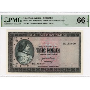 Czechoslovakia 1000 Korun 1945 (ND) PMG 66