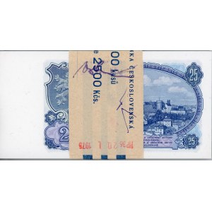 Czechoslovakia Original Bundle With 100 Banknotes 25 Korun 1953 Consecutive Numbers