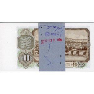 Czechoslovakia Original Bundle With 100 Banknotes 100 Korun 1953 Consecutive Numbers