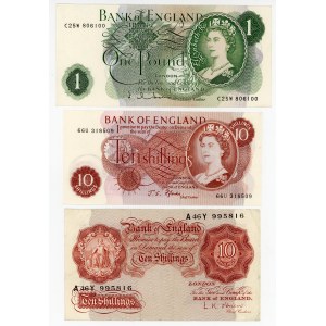 Great Britain 2 x 10 Shillings & 1 Pound 1958 - 1970