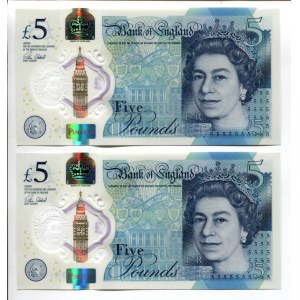 Great Britain 2 x 5 Pounds 2015 (ND) Close Numbers