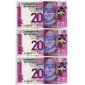 Scotland Clydesdale Bank 3 x 20 Pounds 2015