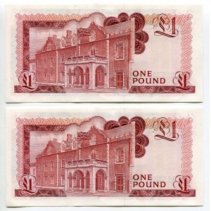 Gibraltar 2 x 1 Pound 1988 With Consecutive Numbers
