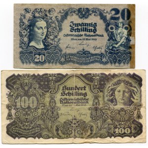 Austria 20 & 100 Schilling 1945