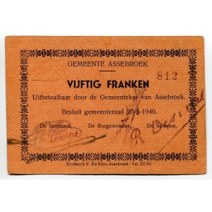 Belgium Assebroek 50 Francs 1940 Notgeld