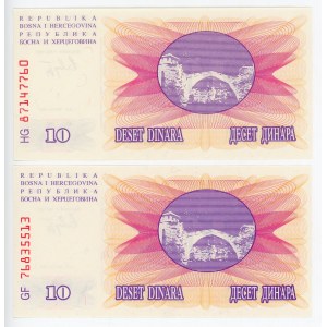 Bosnia & Herzegovina 2 x 10 Dinara 1992