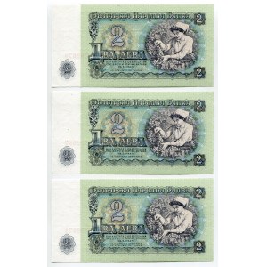 Bulgaria 3 x 2 Leva 1974 With Consecutive Numbers