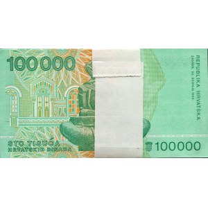 Croatia Bundle With 100 Banknotes 100000 Dinara 1993