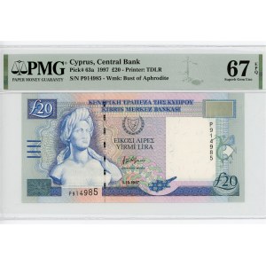 Cyprus 20 Pounds 1997 PMG 67