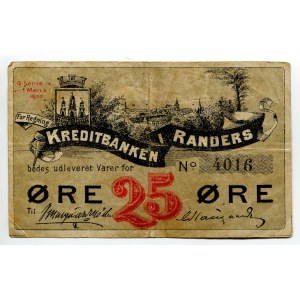 Denmark Randers Kreditbank 25 Ore 1900