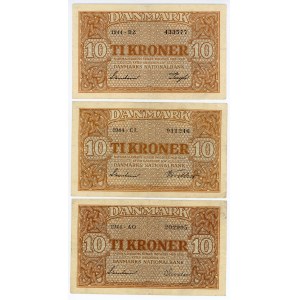 Denmark 3 x 10 Kroner 1944