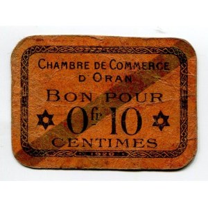 France Chambre de Commerce Oran 10 Centimes 1920