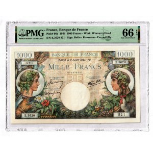 France 1000 Francs 1944 PMG 66 EPQ