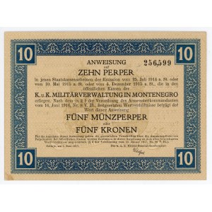 Montenegro 10 Perper = 5 Kronen 1917