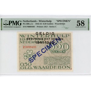 Netherlands 0.5 Gulden 1943 - 1944 Specimen PMG 58