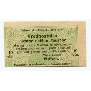 Slovenia Maribor 10 Vin 1919 Emergency Issue