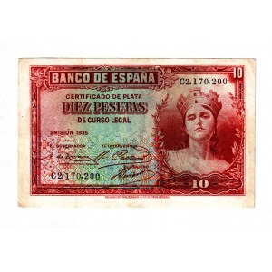 Spain 10 Pesetas 1935