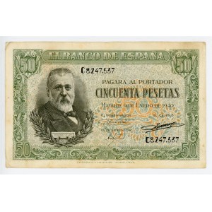 Spain 50 Pesetas 1940 (1943)