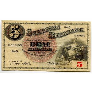 Sweden 5 Kronor 1945