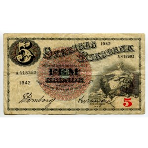 Sweden 5 Kronor 1942