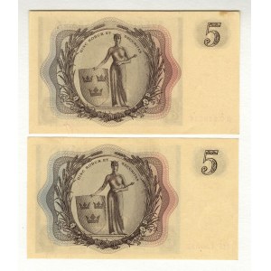 Sweden 2 x 5 Kronor 1954 - 1955