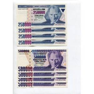 Turkey Lot of 9 Notes 1992 - 2002 (ND)