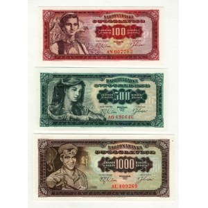 Yugoslavia 100-500-1000 Dinara 1963