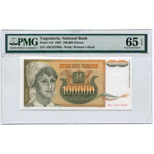 Yugoslavia 1000000 Dinara 1993 PMG 65