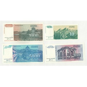 Yugoslavia 10-100-1000-5000 Dinara 1994